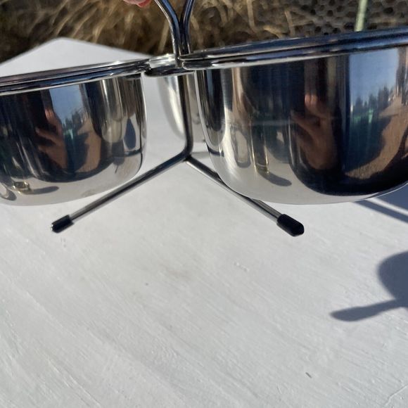 MCM Condiment Caddy Server Holder Stainless Steel Atomic Vintage Teak Restaurant - Picture 3 of 8